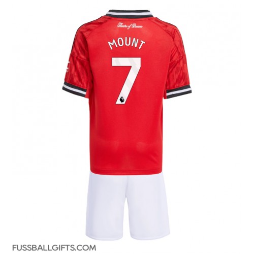 Manchester United Mason Mount #7 Fußballbekleidung Heimtrikot Kinder 2025-26 Kurzarm (+ kurze hosen)